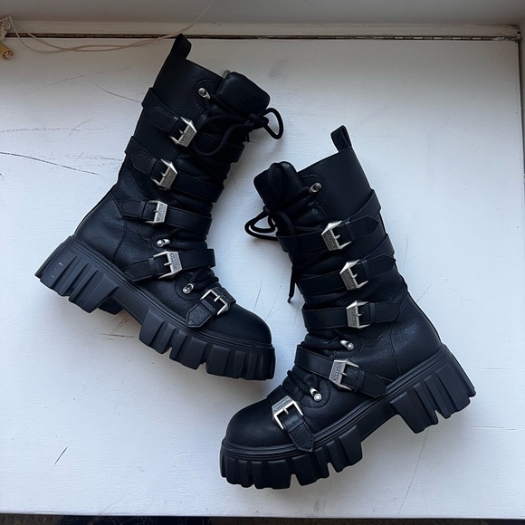 Killstar beelzebub combat goth boots sz 8 - Picture 2 of 5